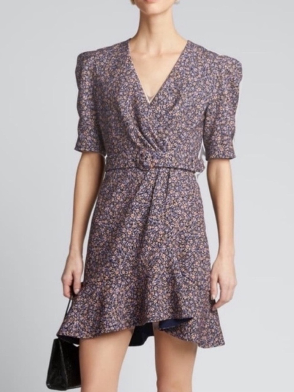 Jonathan Simkhai Evelyn Puff-Sleeve Belted Floral Flare Dress fits 8 to 10 NWOT